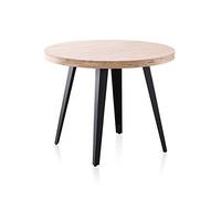 Berg, Mesa Redonda de Comedor, Mesa Fija, Acabado en Roble y Negro, Medidas: 100 cm (Largo) x 100 cm (Ancho) x 76 cm (Alto)