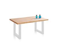 Adec Group duehome | Loft, Mesa Fija de Comedor, Mesa para Salon, Acabado en Roble y Blanco, Medidas: 160 cm (Largo) x 100 cm (Ancho) x 76 cm (Alto)