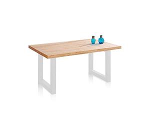 Adec Group duehome | Loft, Mesa Fija de Comedor, Mesa para Salon, Acabado en Roble y Blanco, Medidas: 160 cm (Largo) x 100 cm (Ancho) x 76 cm (Alto)