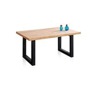 Adec Group duehome | Loft, Mesa Fija de Comedor, Mesa para Salon, Acabado en Roble y Negro, Medidas: 160 cm (Largo) x 100 cm (Ancho) x 76 cm (Alto)