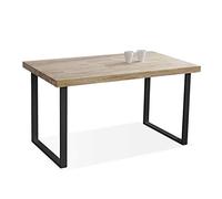 Adec Group duehome | Natural, Mesa Fija de Comedor, Mesa Salon o Cocina, Color Roble Salvaje y Negro, Medidas: 140 cm (Largo) x 80 cm (Ancho) x 76,5 cm (Alto)