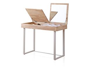 Adec Group duehome | Pretty, Mesa de Estudio/Tocador con Espejo, Mesa para Dormitorio, Acabado en Roble y Blanco, Medidas: 100 cm (Largo) x 50 cm (Ancho) x 76 cm (Alto)