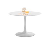 Adec Group Gina, Mesa Redonda de Comedor, Salon, o Cocina, Acabado en Lacado Color Blanco, Medidas: 110 cm (diámetro) x 75 cm (Alto)