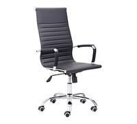 Adec Group Letter, Silla Giratoria de Oficina, Despacho o Estudio, Acabado en Símil Piel Negro, Medidas: 64 cm (Ancho) x 64 cm (Fondo) x 106-116 cm (Alto)