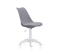 Lina, Silla Giratoria de Estudio, Escritorio o Dormitorio, Acabado en Gris y Blanco, Medidas: 60 cm (Ancho) x 60 cm (Largo) x 79-89 cm (Alto)