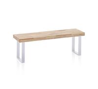 Loft, Banco para Mesa de Comedor, Asiento Auxiliar, Acabado en Roble y Blanco, Medidas: 120 cm (Largo) x 47 cm (Alto) x 34 cm (Fondo)