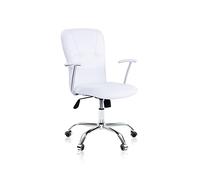 Maggie, Silla de Escritorio Giratoria, Silla de Oficina o Despacho, Acabado en Símil Piel Blanco, Medidas: 64 cm (Ancho) x 64 cm (Largo) x 94-106 cm (Alto)
