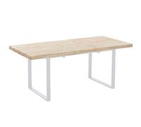 Mesa de comedor extensible natural roble salvaje - blanco 180 x 76 x 80 cm 76 cm