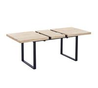 Adec Group Natural, Mesa Extensible de Comedor, Mesa de Salon o Cocina, Color Roble Salvaje y Negro, Medidas: 140/180 cm (Largo) x 80 cm (Ancho) x 76 cm (Alto)