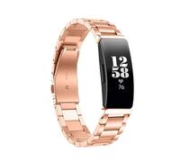 Adecuado for Fitbit Inspire 3 Correa de acero inoxidable Adecuado for Inspire 3 Correa de metal de tres cuentas(Rose gold)