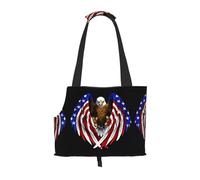 Adecuado para perros y gatos pequeños, bolsa de compras y viajes, bolsa de doble propósito, con bandera de Estados Unidos, águila patriótica, bolsa de hombro portátil para mascotas,