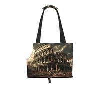Adecuado para perros y gatos pequeños, bolsa de compras y viajes, bolsa de doble propósito, estampado de restos del coliseo romano, bolsa de hombro portátil para mascotas,