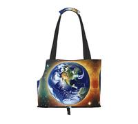 Adecuado para perros y gatos pequeños, bolsa de compras y viajes, bolsa de hombro portátil con estampado de tierra cósmica