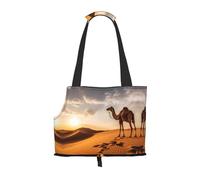 Adecuado para perros y gatos pequeños, bolsa de compras y viajes, bolsa de hombro portátil para mascotas con estampado de camello solitario