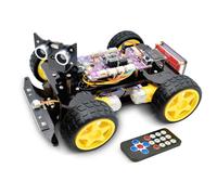 Adeept Kit de coche inteligente 4WD (compatible con Arduino IDE), seguimiento de línea, trazado de luz, prevención de obstáculos, servomotor, pantalla OLED, zumbador, pantalla LED de matriz de puntos