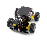 Adeept Kit de coche inteligente 4WD Mecanum Wheel para Raspberry Pi 5/4B/3B/3B+(tarjeta no incluida), seguimiento de línea, seguimiento de luz, prevención de obstáculos, servomotor, pantalla OLED