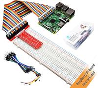 Adeept Raspberry Pi GPIO Breakout, placa de expansión GPIO tipo T + 830 puntos sin soldadura + 65 cables de puente + cable de cinta arcoíris de 40 pines, kit de expansión Raspberry Pi T-Cobbler GPIO