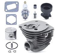 Adefol 44MM Nikasil Chapado Cilindro Pistón Empaquetadura Equipo para Husqvarna 350 351 353 346XP Motosierra con Colector de admisión Cojinete de agujas Bujía Filtro de combustible