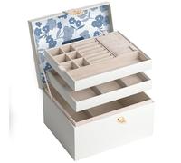 ADEL DREAM - Joyero con botones, regalo de cumpleaños y vacaciones para mujeres, hijas y amigos, color blanco