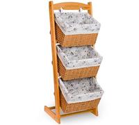 AdelDream Cesta de almacenamiento de madera maciza cesta de ratán estante de almacenamiento para el suelo sala de estar estante multifuncional estilo 2