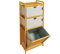 AdelDream Cesto para la colada de bambú 3 compartimentos para la ropa sucia almacenamiento para artículos cesta de lavandería color gris claro 06-28