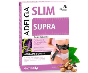 AdelgaSlim Supra - Forskohlii con Ashwagandha KSM-66, Alcachofa y Cromo - Formula Vegetal Para el Control de Grasa y Energia - Apoyo Metabolico y Niveles Normales de Glucosa - 30 Capsulas Dietmed