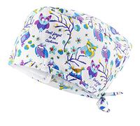 Adelina Gorro Quirofano Enfermera Gorros Quirofano Mujer en Apuros Accesorio para Personal Médico Búhos blancos, Talla única