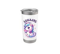 Adeline - Bonito diseño de unicornio para niñas con nombre Adeline Vaso térmico de acero inoxidable de doble pared