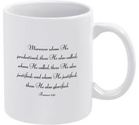 Además, a quienes predestinó, a estos también llamó; a quienes llamó, a estos también justificó. Tazas de café, taza de café novedosa, taza de té de cerámica de doble cara para mamá, papá, amigo, espo