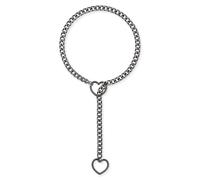 ADEMISHIA Collar de cadena deslizante con aro en forma de corazón para mujer, hecho a mano, estilo punk, gótico, cubano, joyería ajustable, collar en Y, 61 cm, Metal, No es una piedra preciosa