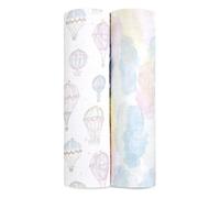 Aden + Anais Above The Clouds - Juego de 2 Mantas de Muselina orgánica, 100% Transpirable, tamaño Grande, 100% Transpirable, para, Nubes, Globos de Aire, diseños de Estampado de Estrellas, recién