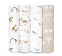 aden + anais Boutique - Manta orgánica para envolver, paquete de 4 unidades, 100% muselina de algodón orgánico, grande, suave, transpirable, mantas de recepción para bebés, ligeras y multiusos, sueños