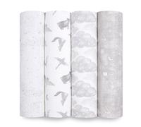 aden + anais Boutique - Manta orgánica para envolver, paquete de 4 unidades, 100% muselina de algodón orgánico, grande, suave, transpirable, mantas de recepción para bebés, ligeras y multiusos, mapa