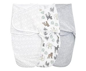 aden + anais Essentials Easy Swaddle Wrap, Envoltura de algodón para bebé, Saco de Dormir para recién Nacido, 0-3 Meses, 1.0 TOG, Paquete de 3, Toile