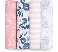 aden + anais Essentials Flowers Bloom - Pañuelo para bebé (100% algodón, 112 x 112 cm, 4 unidades), diseño de flores