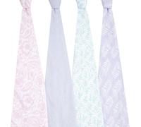 aden + anais Essentials - Juego de 4 Mantas envolventes en Color Pastel, tamaño Grande, 100% algodón de Muselina Transpirable, para, Multicolor, Lindo y Delicado Floral, Esencial para Dormir