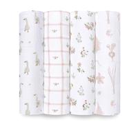 aden + anais Essentials - Manta de Muselina para bebé de Disney, Manta para Envolver recién Nacidos, 100% algodón, Paquete de 4, diseño Floral campestre