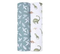 aden + anais™ Essentials - Paquete de 2 mantas de muselina de algodón con diseño de elefante circo (selva de dinosaurios)