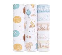 Aden + Anais Mantas de Muselina 100% algodón para bebés y niños, 120 x 120 cm, Ideal para recién Nacidos y bebés, Ducha, Paquete de 3, Winnie en el Bosque