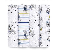 aden + anais - Paquete de 4 mantas de Disney de muselina de tienda para bebés, niñas y niños, manta de recepción para recién nacidos, 100 % algodón, Mickey Stargazer