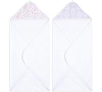 aden + anais Toalla con capucha decorativa - Paquete de 2 | Toalla de rizo 100% algodón con gorro de muselina, baño suave y envoltura para bebés | Regalo de flores para niñas, recién nacidos y niños