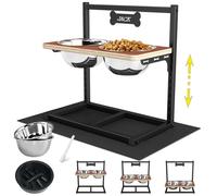 ADENGL Cuencos elevados para perros con alimentador lento, soporte elevado ajustable de 9 alturas con dos cuencos de acero inoxidable de 1.7 L y alimentador lento y una almohadilla antideslizante,
