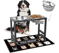ADENGL Cuencos elevados para perros para razas grandes y grandes, soporte elevado con 2 cuencos de acero inoxidable (102 onzas) y alfombrilla a prueba de derrames, comedero para perros de 17 pulgadas