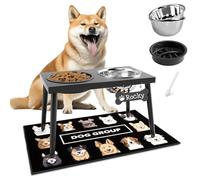 ADENGL Soporte elevado de metal para perros grandes y medianos, cuencos elevados para perros con alfombrilla a prueba de salpicaduras y comedero lento, cuencos de comida para mascotas de 10 pulgadas