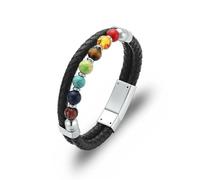 ADENLA Pulsera de urna de Cuentas para Cenizas, de Cuero Trenzado, para cremación, para Cenizas de un ser Querido, Conmemorativa, medallón, Regalo de Recuerdo, Color Plata, 20 cm