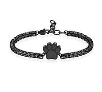 ADENLA Pulsera de urna para Cenizas con Huella de Pata, joyería de cremación de Acero Inoxidable, Recuerdo de Cenizas de Perro y Gato para Mujeres y Hombres (Negro)