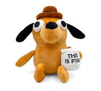 Adenzai This is Fine Dog Plushie | Divertido meme de perro de café | Divertida decoración de oficina y juguete de peluche | Perfecto para Navidad, cumpleaños o regalos de trabajadores de oficina