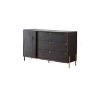 ADERFETBI Aparador 150cm Consola Recibidor de Madera Maciza Estilo Retro, Armario Almacen con Puerta Corredera para Salón, Mueble Tono Ahumado Estilo Envejecido Aparadores