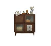 ADERFETBI Aparador Alacena Baja de Madera Maciza Color Nogal 90 cm, Mesa de Almacenamiento Decorativa, Mueble Vintage, Apta para Cocina, Salón, Dormitorio etc Aparadores