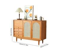 ADERFETBI Aparador Aparador Nórdico De Madera De Cerezo For Entrada De Sala De Estar, Armario De Almacenamiento De Mimbre, Mueble Lateral De Madera Maciza Aparadores
